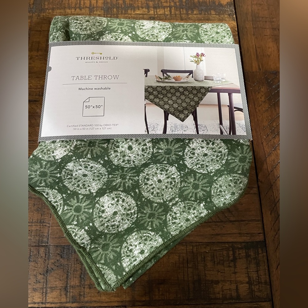 Threshold Print Table Throw 50"x50" Machine Washable Multicolor Topper